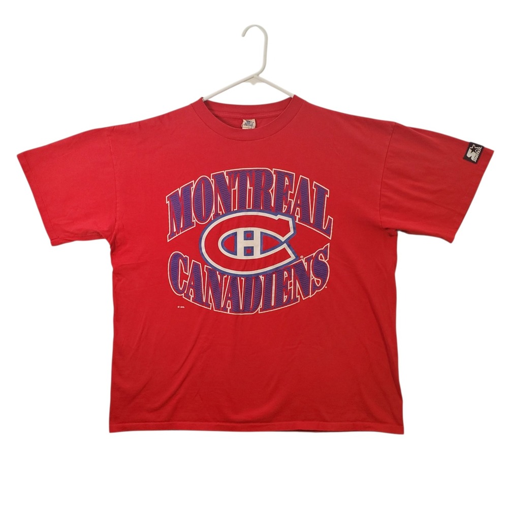Vintage Starter Montreal Canadiens NHL T-Shirt Mens XL Red Single Stitch 90s